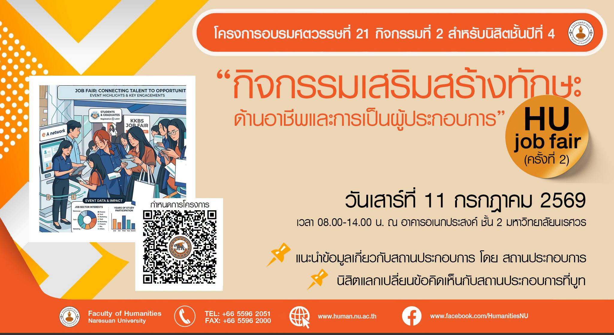 คณะมนุษยสาตร์ มหาวิทยาลัยนเรศวร ขอเชิญนิสิตชั้นปีที่ 3 เข้าร่วม โครงการอบรมศตวรรษที่ 21 กิจกรรม (ครั้งที่ 2)